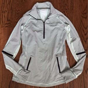 Lululemon Athletica Striped 1/4 Zip Jacket - Black and Mint
